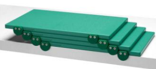 Package 4 Polyethylene cutting boards 50x40x2 green cm with non -slip standings Model EUROCEPPI-CF4TPV50402SF