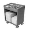 GRANITE GREEN TRAY AND SILVERWARE CART WITH PROTECTIVE VINYL COVER Model CAM-TC1418192